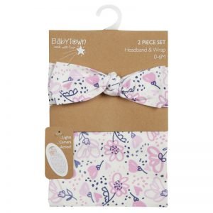 Baby Girls Floral Headband Swaddle Wrap