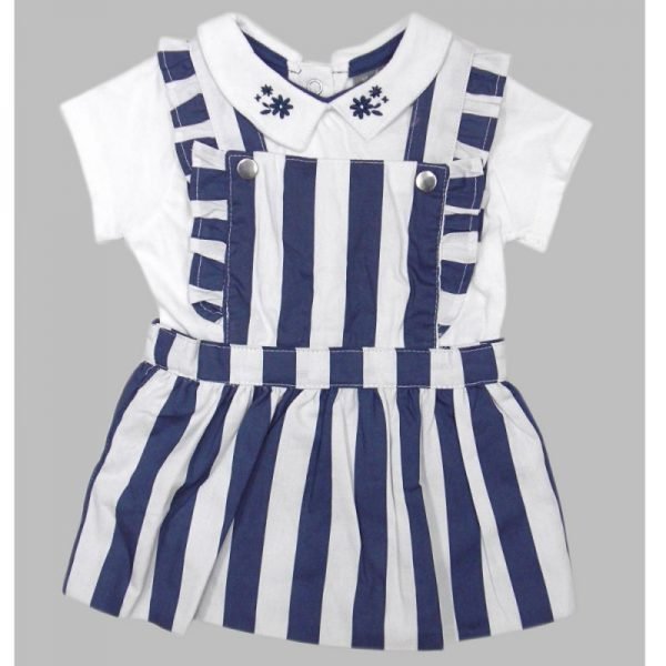 Baby Girls Stripe  Pinafore Dress &  Bodysuit Outfit