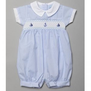 Baby Boys Romper  With Smocking &  Embroidery