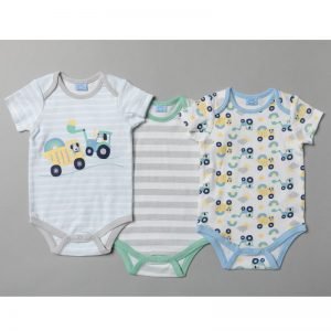 Baby Boys Tractors  3 Pack Bodysuits