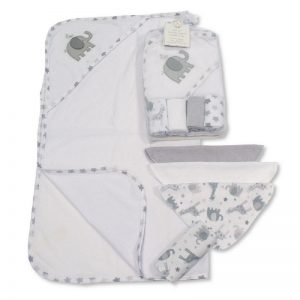 Baby Hooded  Towel & 4 Wash  Cloths Set