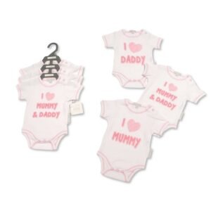 Baby Girls I Love Mummy & Daddy 3 Pack Bodysuits (NB-6 Months)