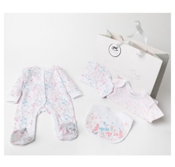 Baby Girls Floral 6 Piece Mesh Bag Gift Set (NB-6 Months)