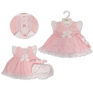 Baby Girls Dress, Pant & Headband Set- Pink (Newborn – 6 months)