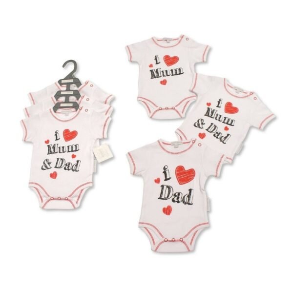 Baby I Love Mum & Dad 3 Pack Bodysuits (Newborn-6 months)